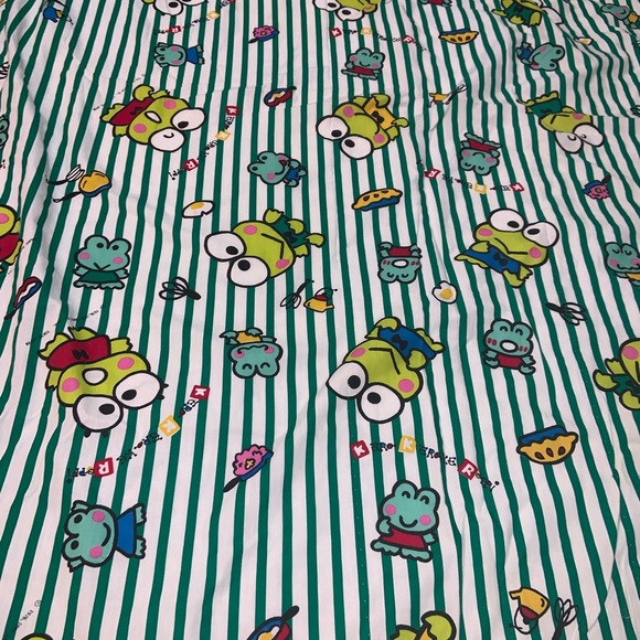 Vintage 1995 Keroppi Sanrio Hello Kitty Japan Green White Bed Comforter 56Wx66L - Picture 6 of 8